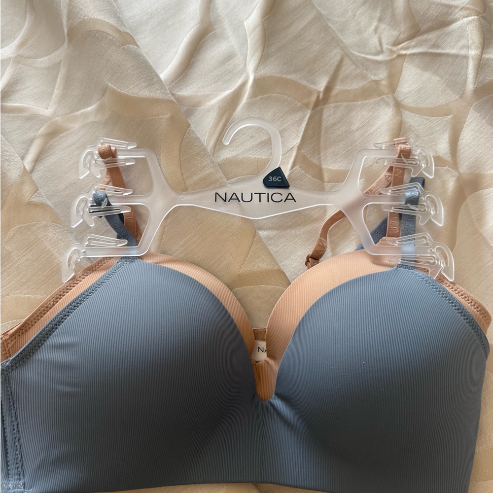 Nautica Blue and Nude Ribbed Padded T-Shirt Bra